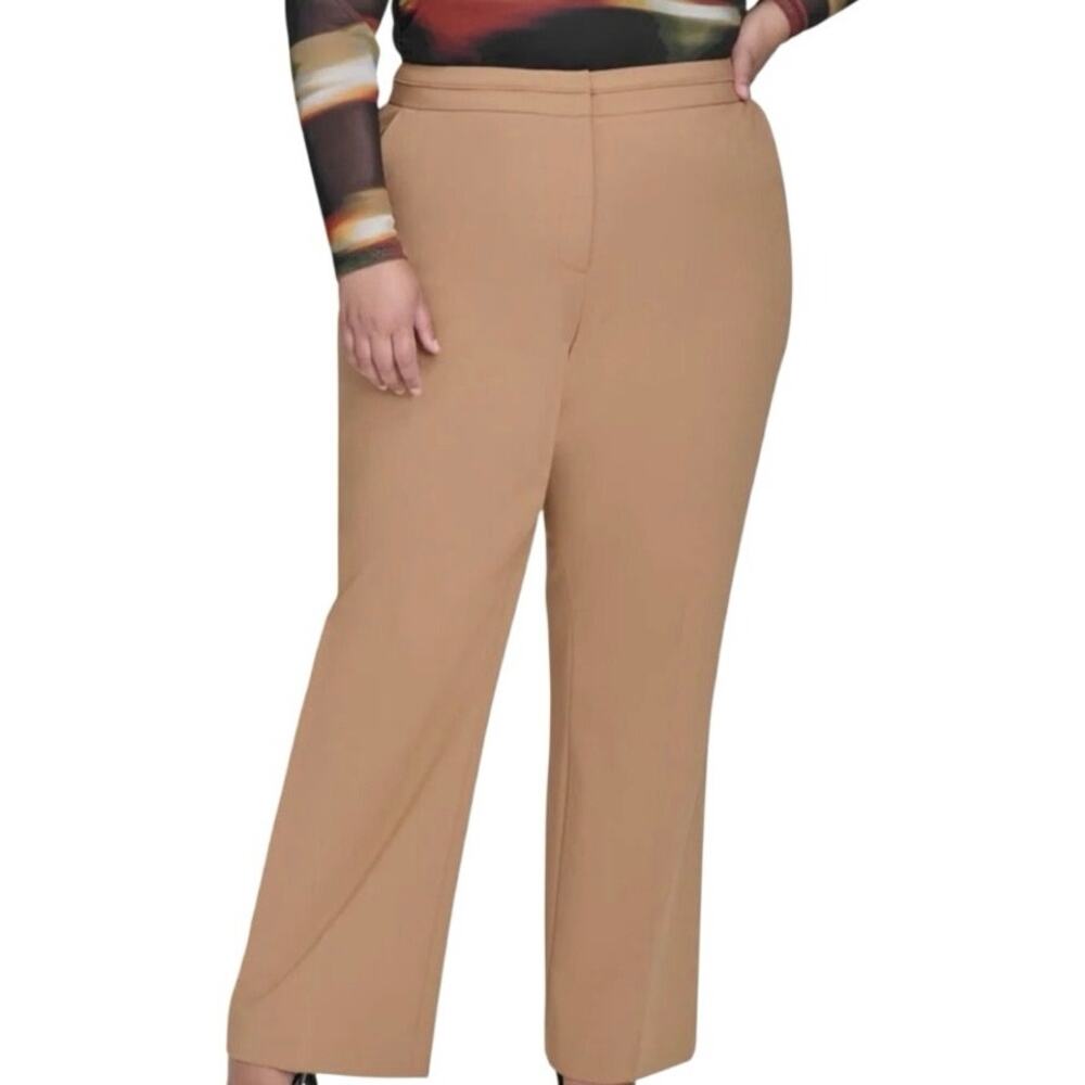 DKNY Camel Wide Leg High Waist Tailored Trouser Quiet Luxury Dress Pant NWT 22W
